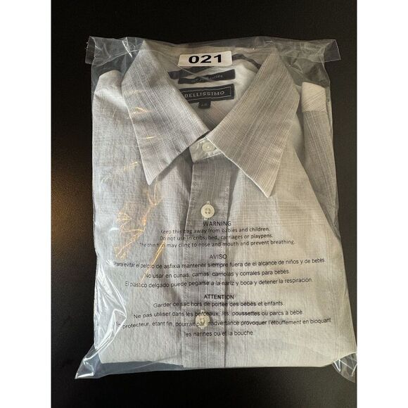 Bellissimo Dress Shirt Men's Large Gray Plaid Casual 50's Fine Cotton‎ Sleeve - Picture 8 of 8